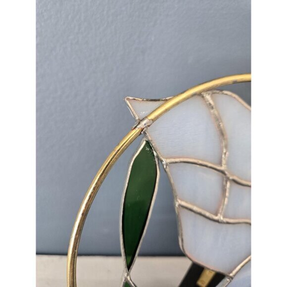 Stained Glass Dove with Branch Handmade Suncatcher Easter/Christmas Decor Vtg - Picture 9 of 10